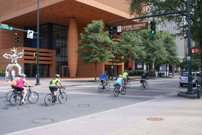Bicyclist in Uptown Charlotte