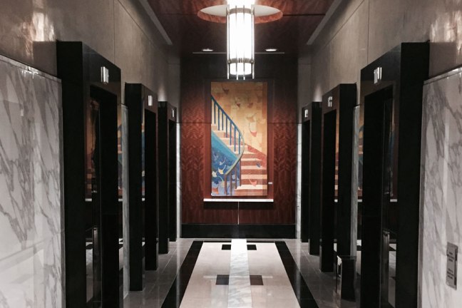 staircase art in elevator lobby