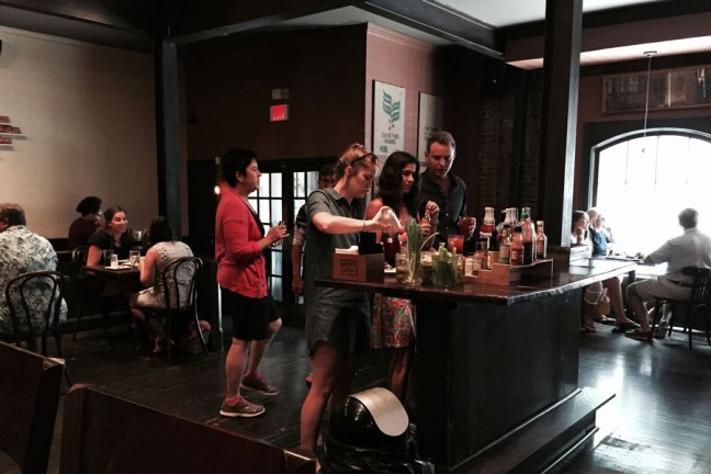 The bloody mary bar at  Dandelion in Uptown Charlotte