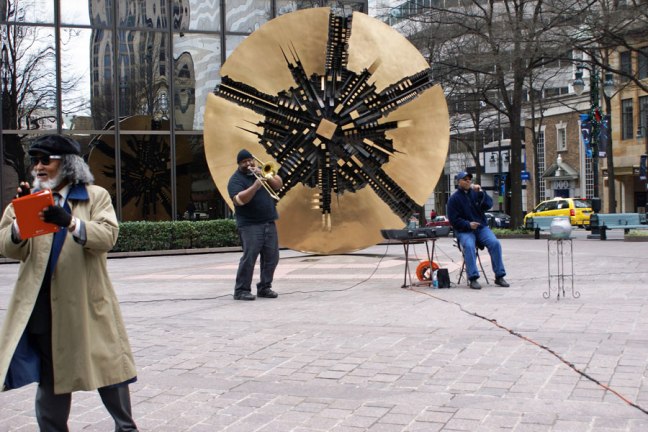 Sunday morning gospel music in front of Il Grande Disco at Independence Square in Uptown Charlotte.