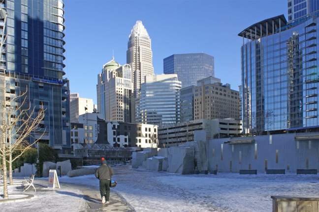 icy conditions in Uptown Charlotte